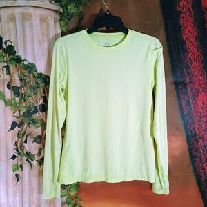 EUC: BloqUV Sz M Neon Yellow 24/7 Long Sleeve Top UPF 50+ Sun Protection Pocket